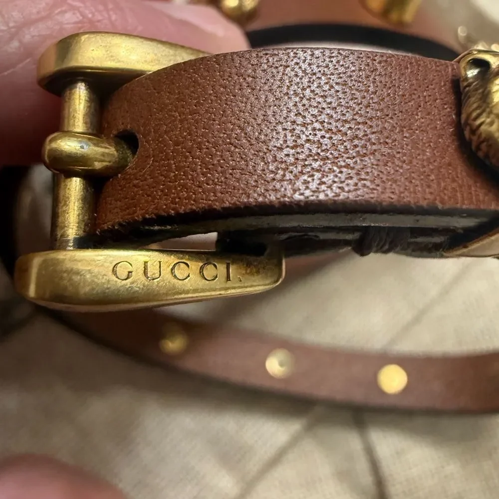 Brand new with box Gucci Feline Head Studded Double Wrap Bracelet - Picture 11 of 15